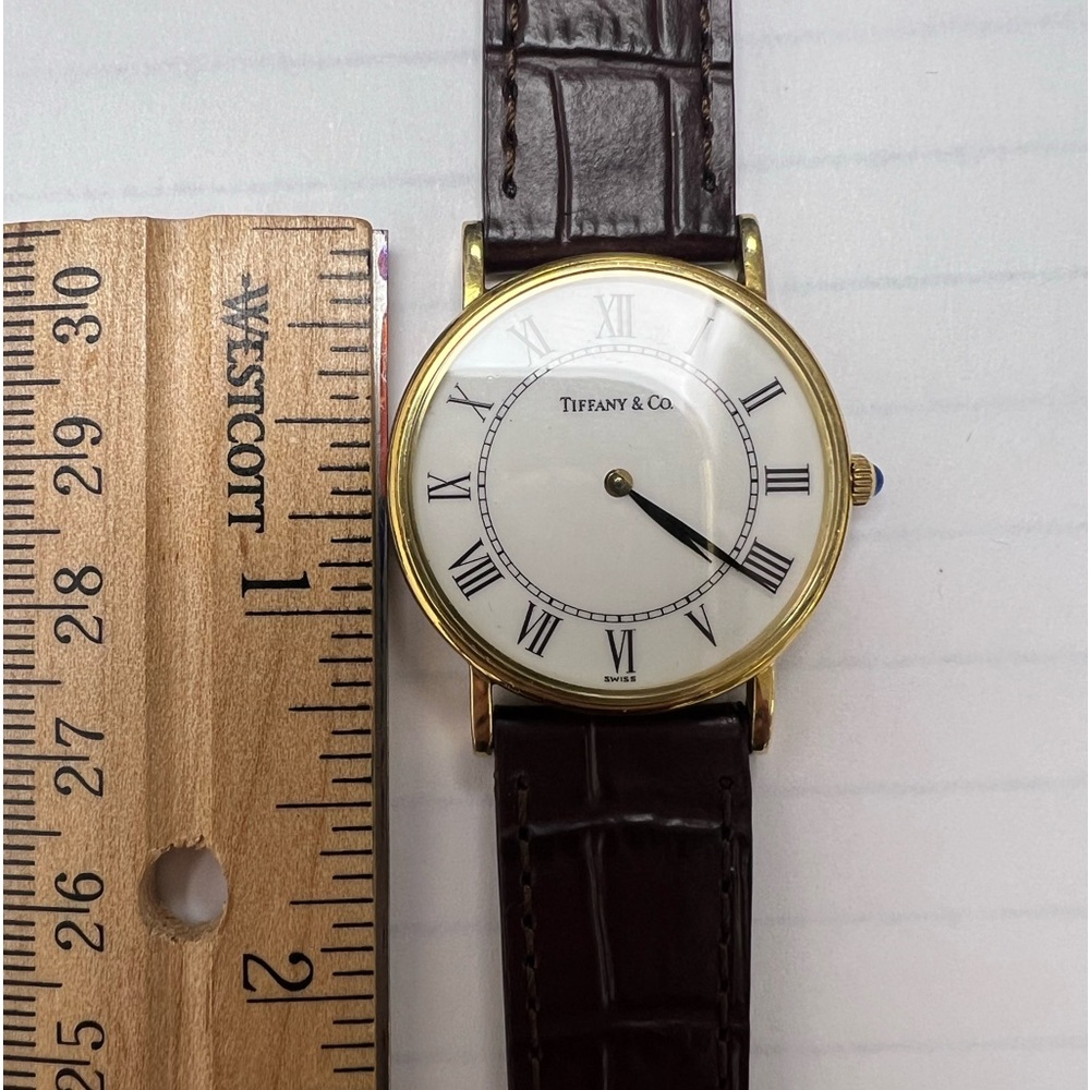 TIFFANY & CO 14K YELLOW GOLD CLASSIC ROUND WHITE DIAL QUARTZ WATCH - Picture 8 of 11